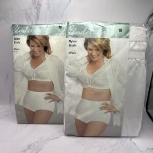 SPECIAL BUNDLE Underscore 3 Pack (2) Size 10 White Nylon Panties JCPenney